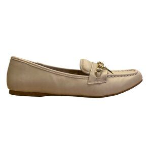 Nautica Womens Beige W/ Gold Chain Detail Slip-On Lunara Loafers Size 8